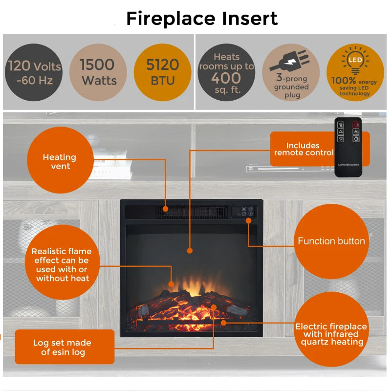 Modern Farmhouse TV Stand with Electric Fireplace