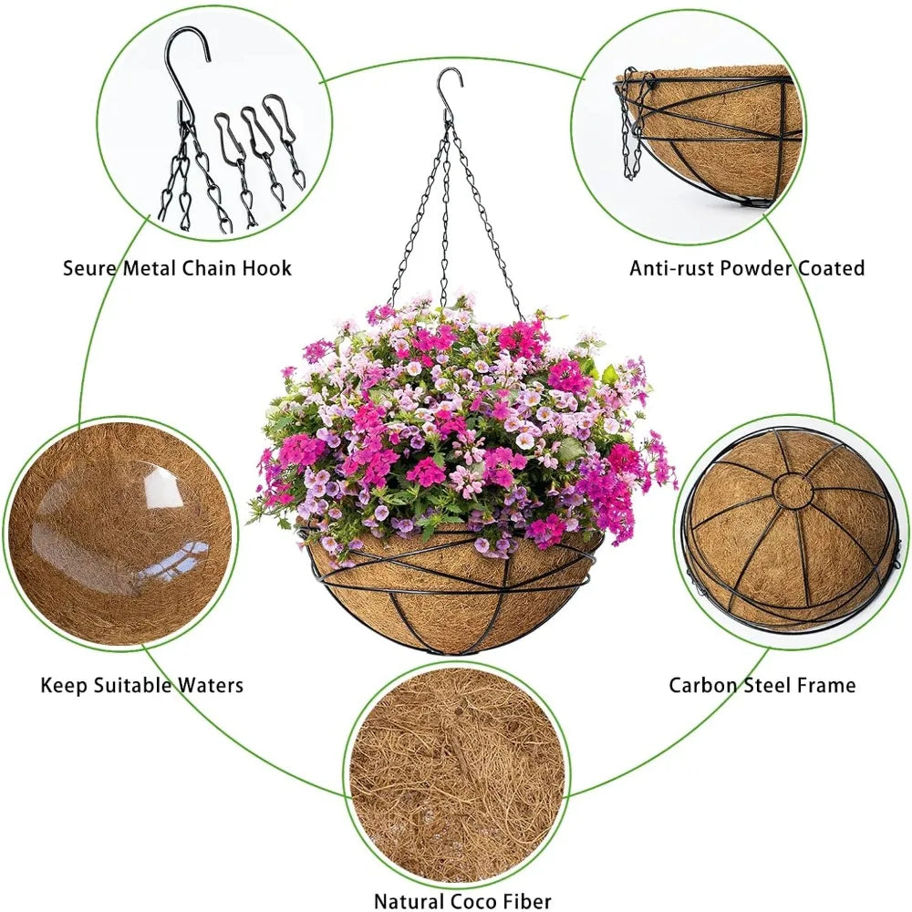 4 Pack 14 Inch Hanging Flower Baskets