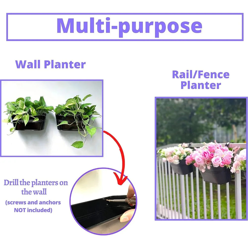 Outdoor Plants Rail Planter Plants (6 Pack, 11.2 Inch)