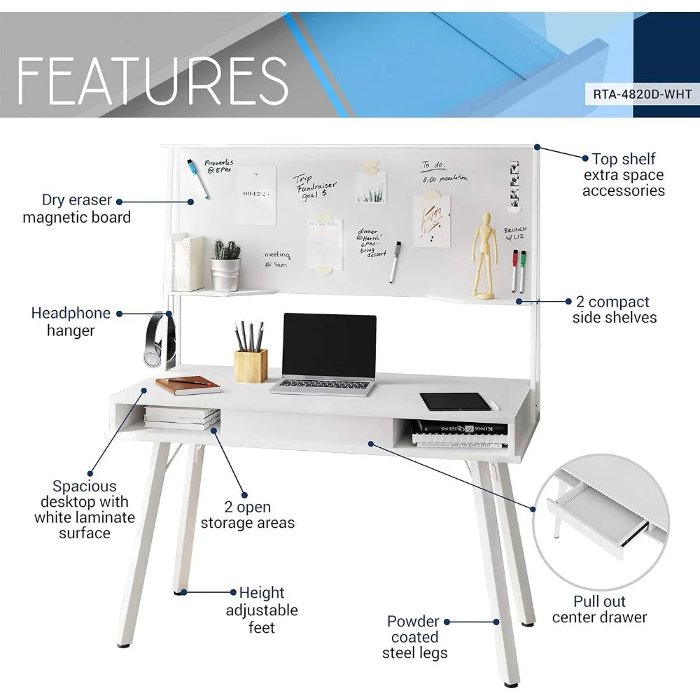 Home Office Desk with Dry Erase White Board