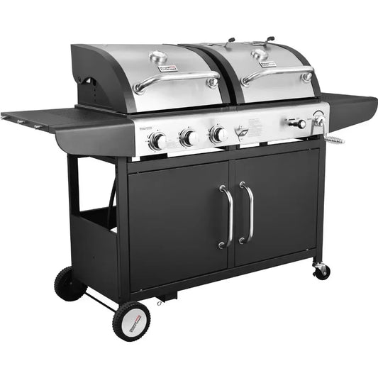 3-Burner Cabinet Gas Grill and Charcoal Grill Combo