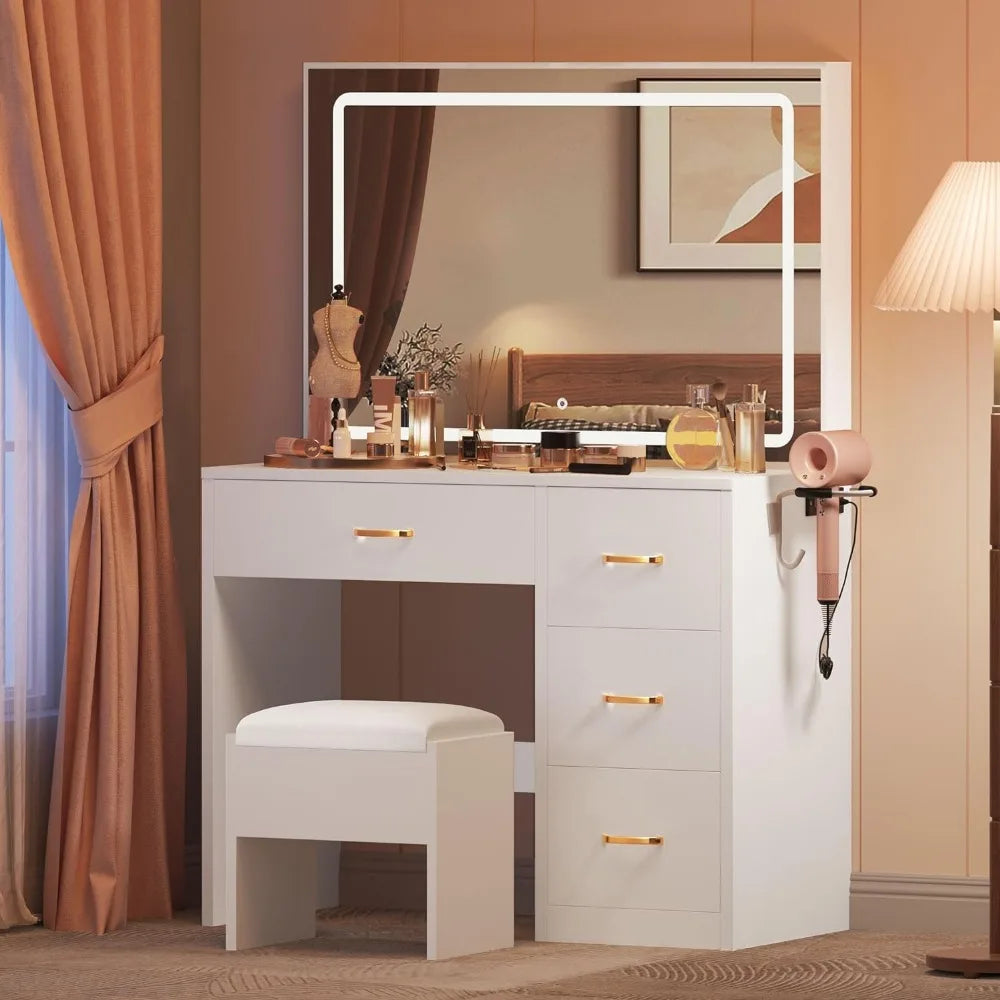 Makeup Vanity Desk With Large Lighted Mirror