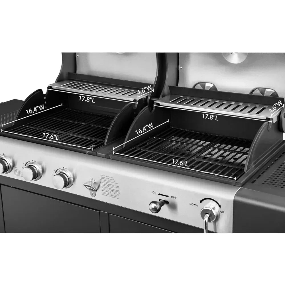 3-Burner Cabinet Gas Grill and Charcoal Grill Combo