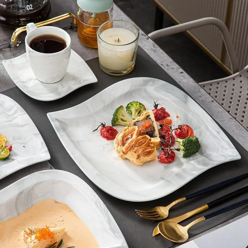 30-Piece Porcelain Square Dinnerware Sets