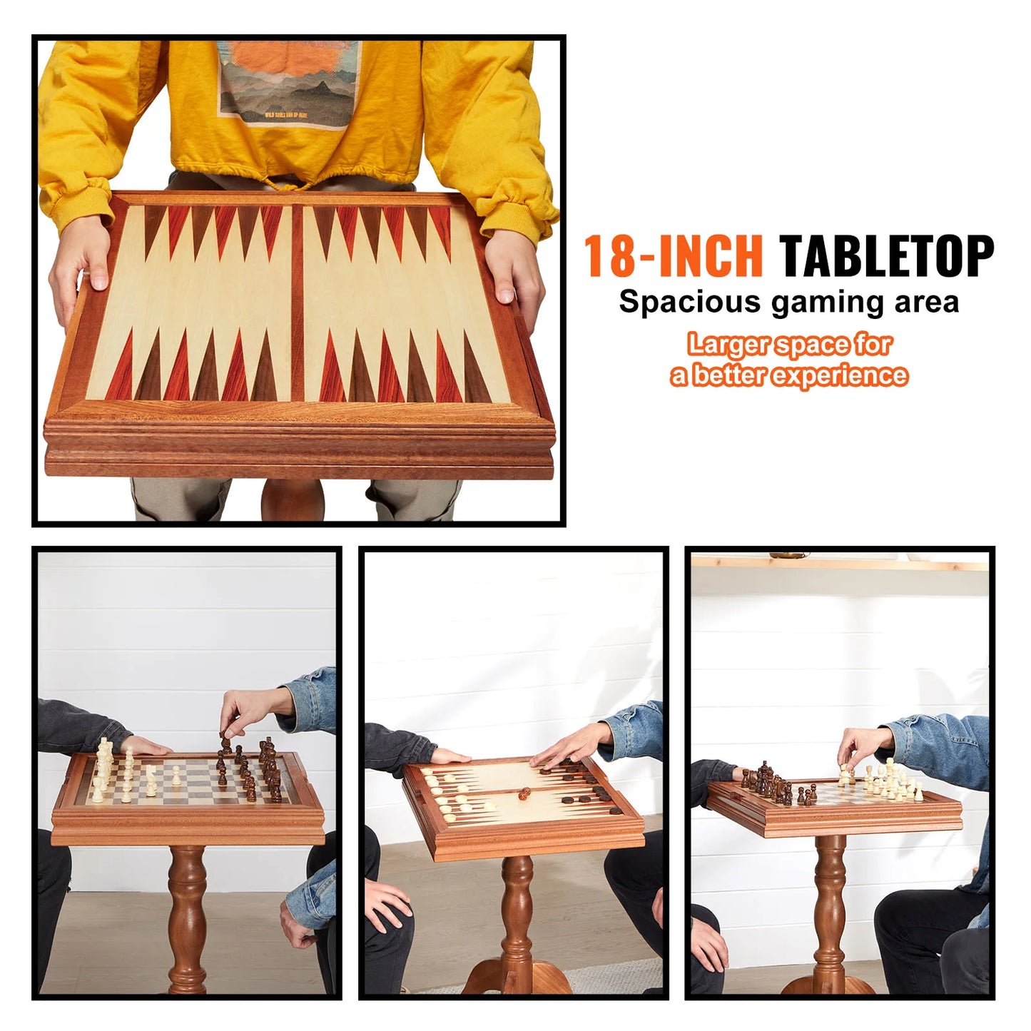 Chess Checkers Backgammon Table Set