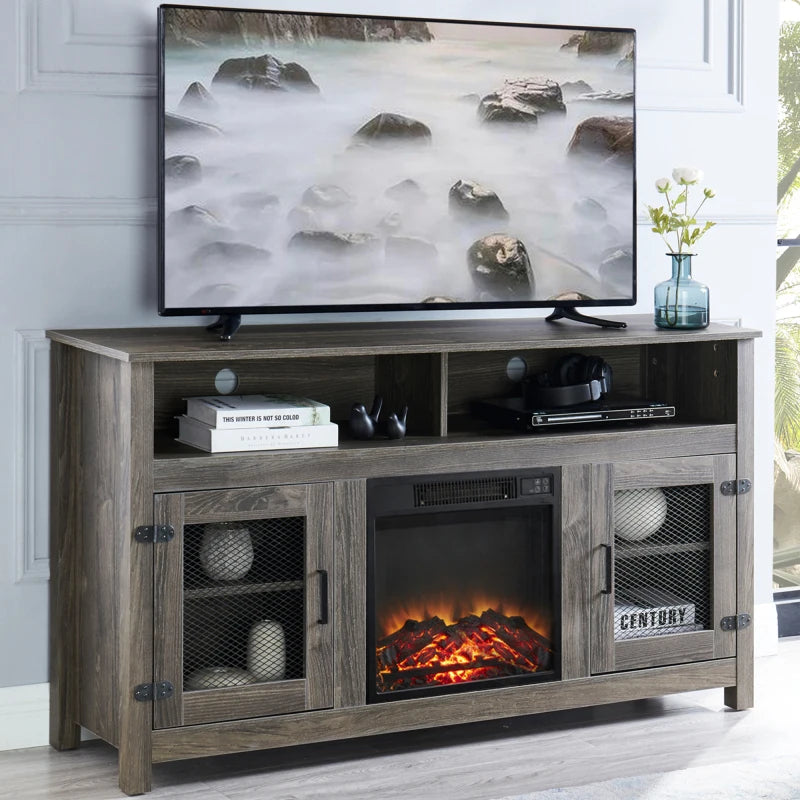 Modern Farmhouse TV Stand with Electric Fireplace