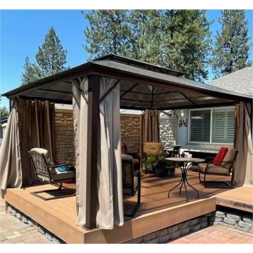 10'x13' Hardtop Gazebo,  with Curtains