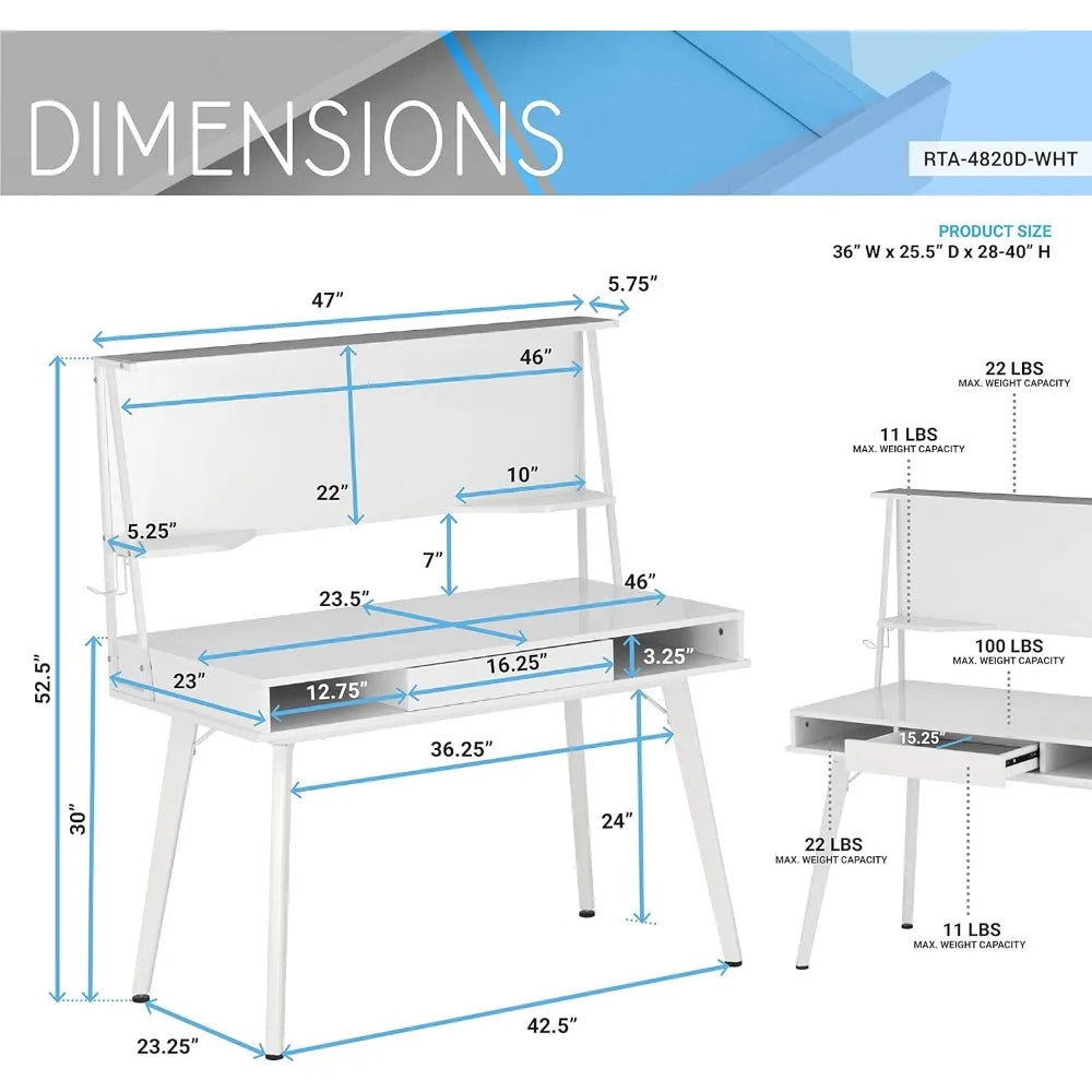 Home Office Desk with Dry Erase White Board