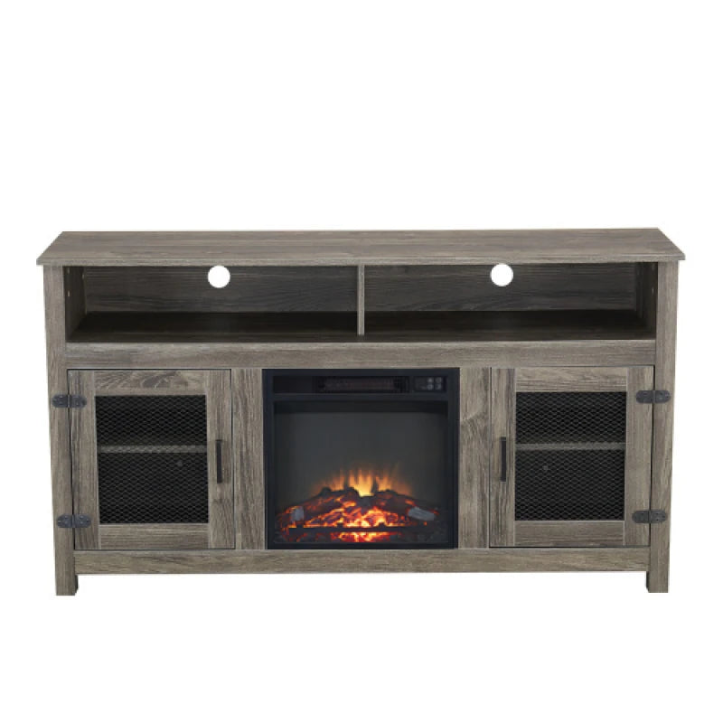 Modern Farmhouse TV Stand with Electric Fireplace