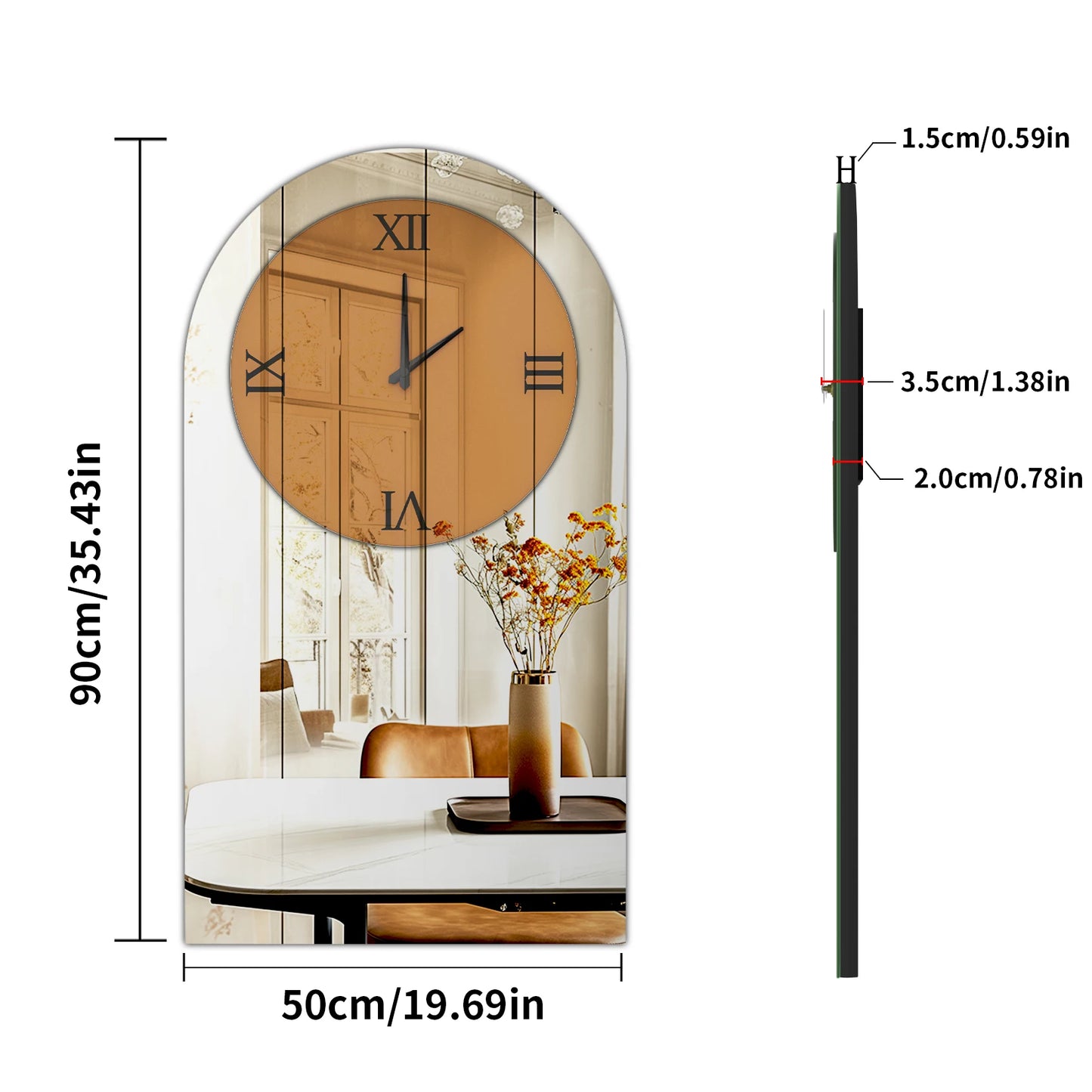 Tinted Glass Wall Mounted Clock for Home