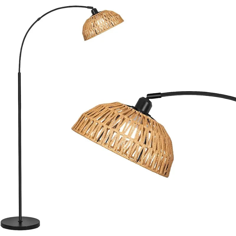 Farmhouse Rattan Floor Lamp,