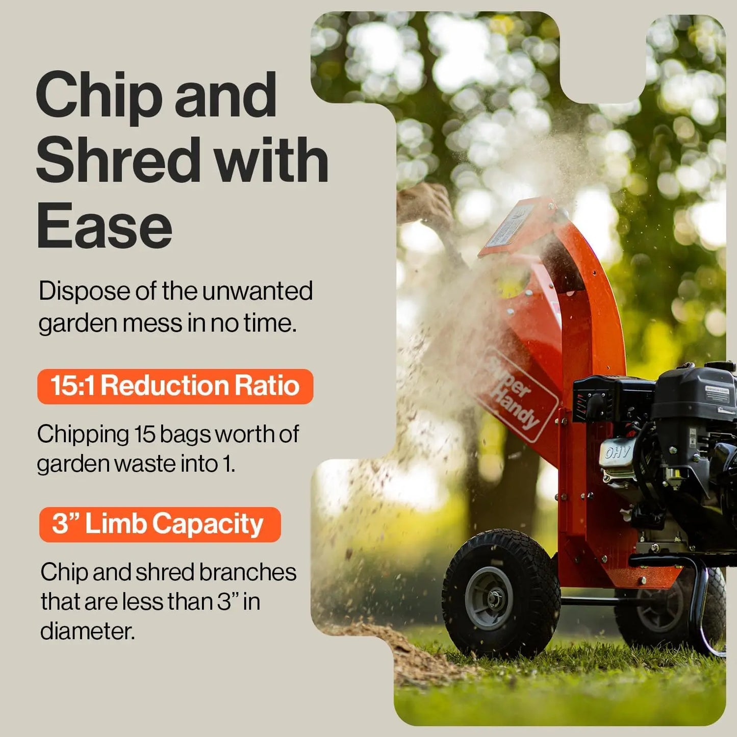 Mini Wood Chipper Shredder Mulcher Heavy Duty