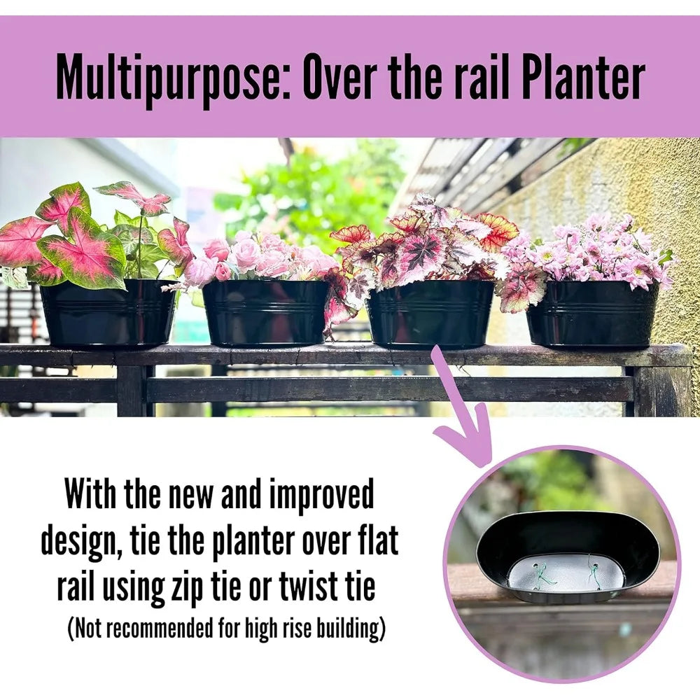 Outdoor Plants Rail Planter Plants (6 Pack, 11.2 Inch)