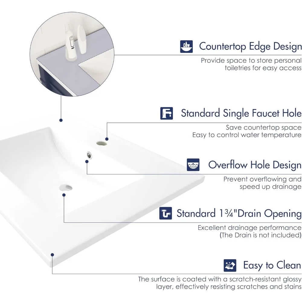 Compact Ceramic Vessel Sink for Bathroom