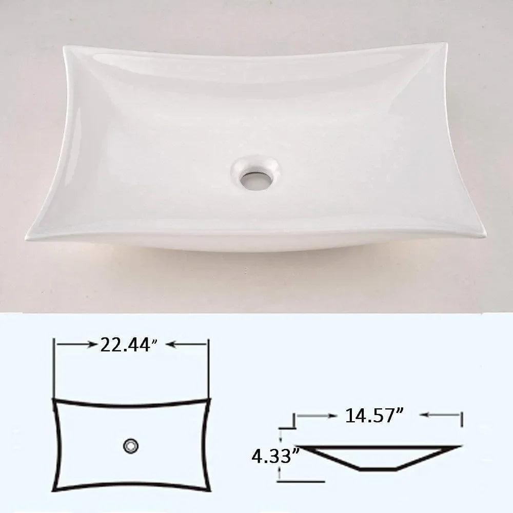 Large Bathroom Sink Countertop Bowl Modern Style Ceramic