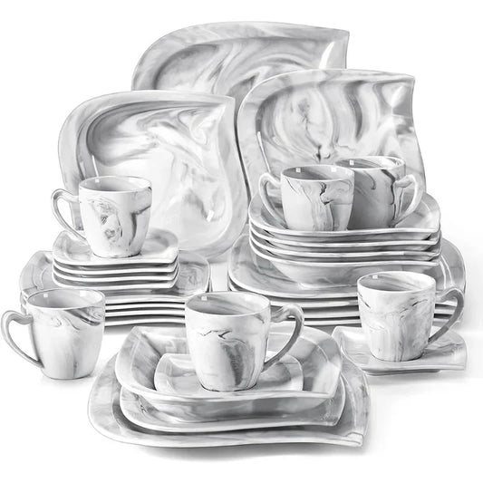 30-Piece Porcelain Square Dinnerware Sets