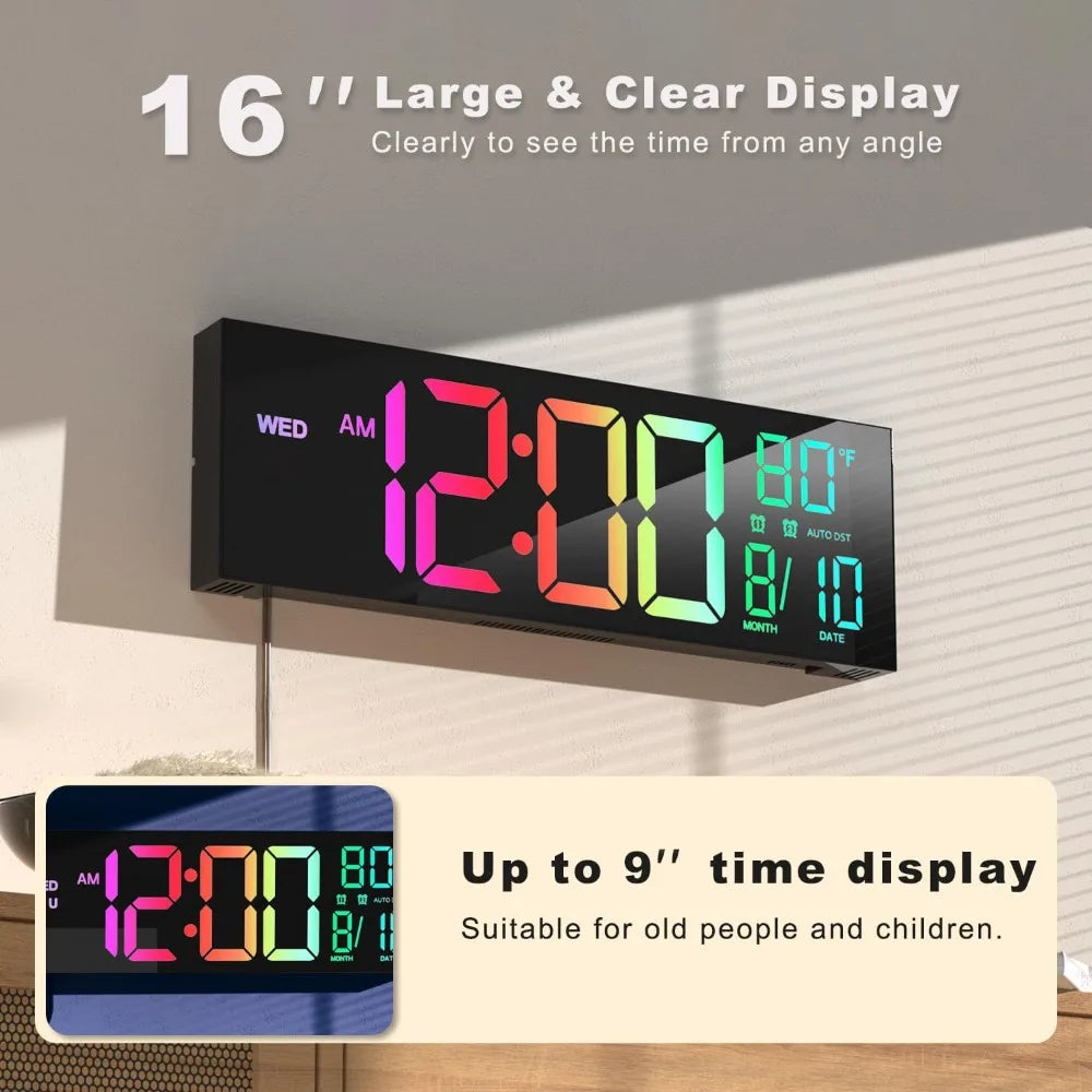 16" Large Digital Wall Alarm Clock