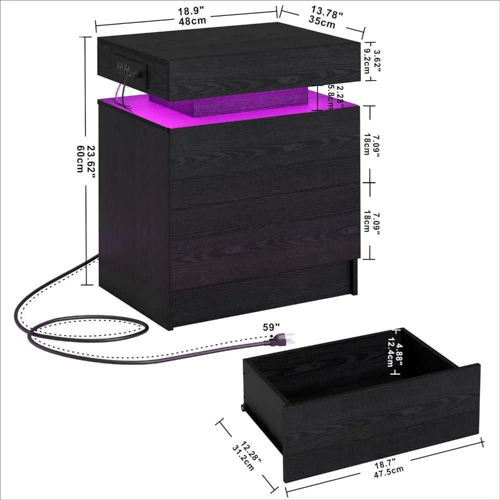 Night Stand with Charging Station,